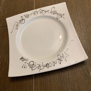 Maxwell & Williams White Almost Squared Serving Plate for Cheese w/French Words